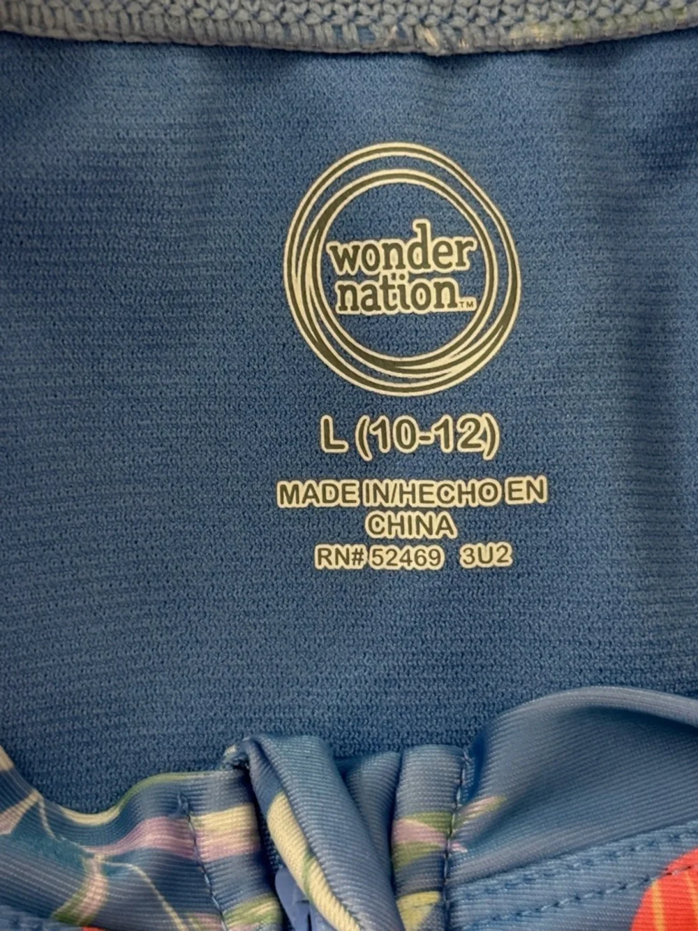Wonder Nation Girl's Long Sleeve Front Zip Floral Swimsuit Rash Guard Size 10/12